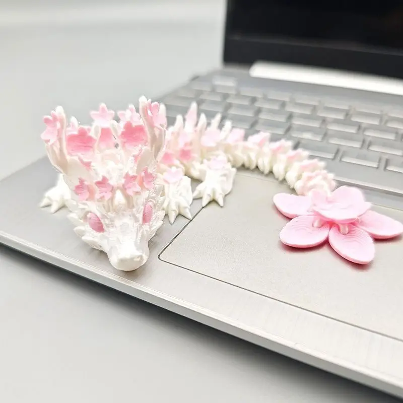 30cm 3D Printed Cherry Blossom Dragon Desktop Toy - Desk Ornament, Room Decor Statue, Unique Ornaments, Positive Figurines, Autism & ADHD Sensory Relief, All-Ages Collectible Home Decor, Collectible Figurines
