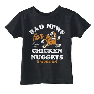 Toddler Funny T Shirts Bad News For Chicken Nuggets Sarcastic Graphic Novelty Tee For Young Kids Funny Toddler Shirts Funny Food Apparel Childrens Graphic Tees Black