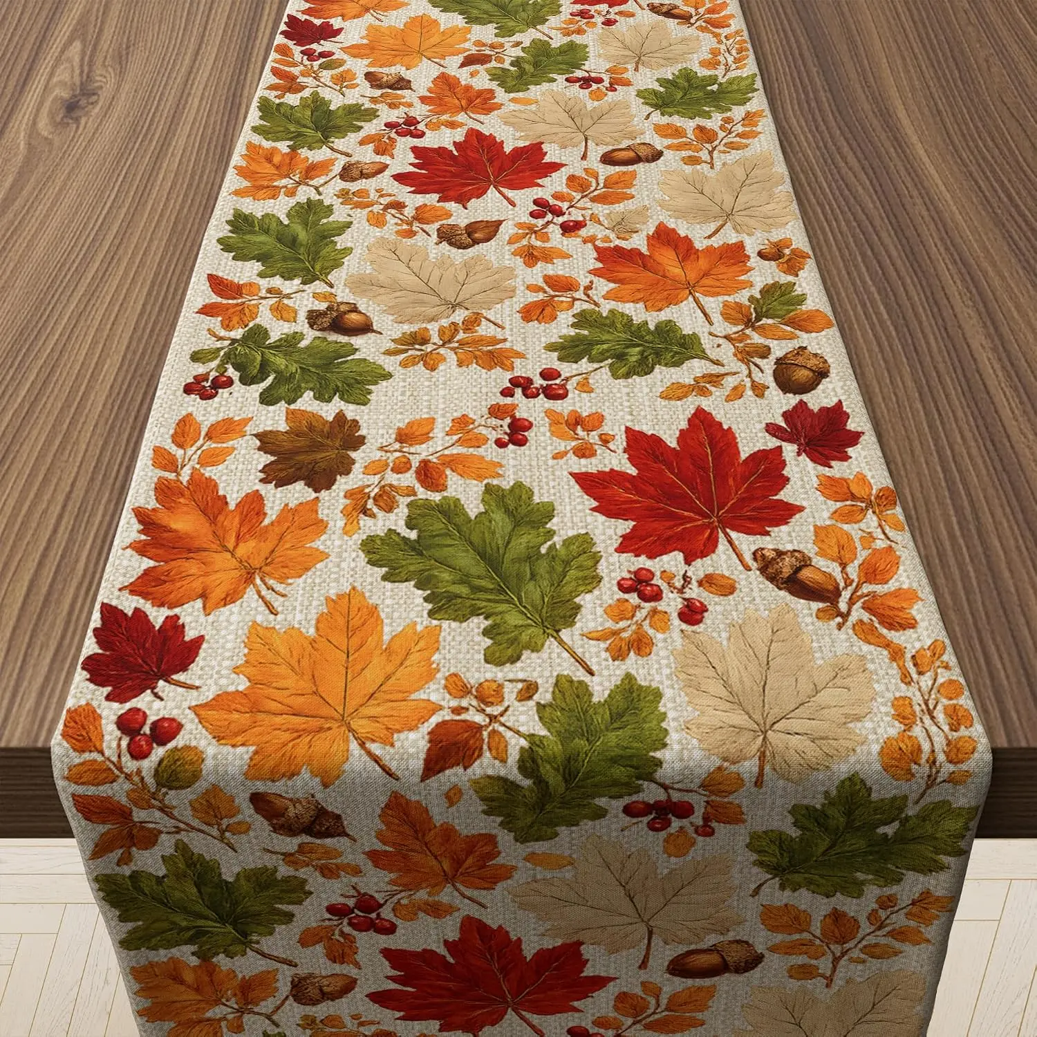 Fall Decor - Fall Leaves Table Runner for Thanksgiving Decorations | Autumn Maple Leaf Table Decor Backdrop for Thanksgiving Friendsgiving Decorations - Fall Party Supplies for Home Kitchen