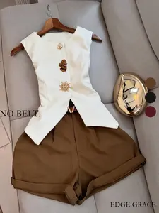 Women's Casual Sleeveless Short Pants Set, Perfect for Daily Wear, Comfortable and Stylish for Women