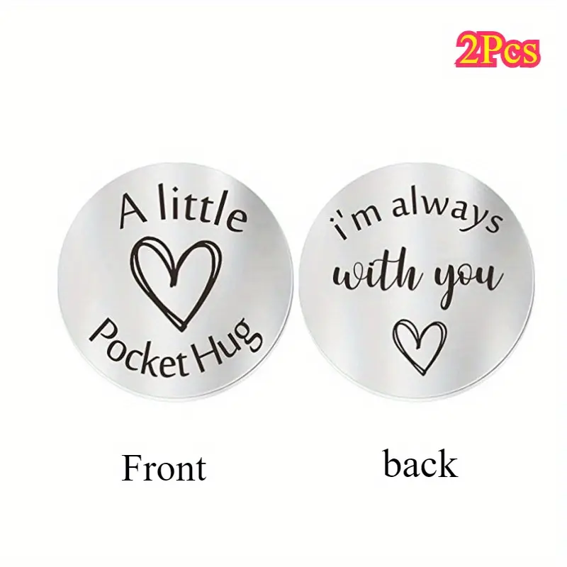 Stainless Steel Matching Heart Keychains, 2-Piece Pocket Hug Token Set for Couples, Commemorative Anniversary Gift, Matching Keychains, Keychain Accessory
