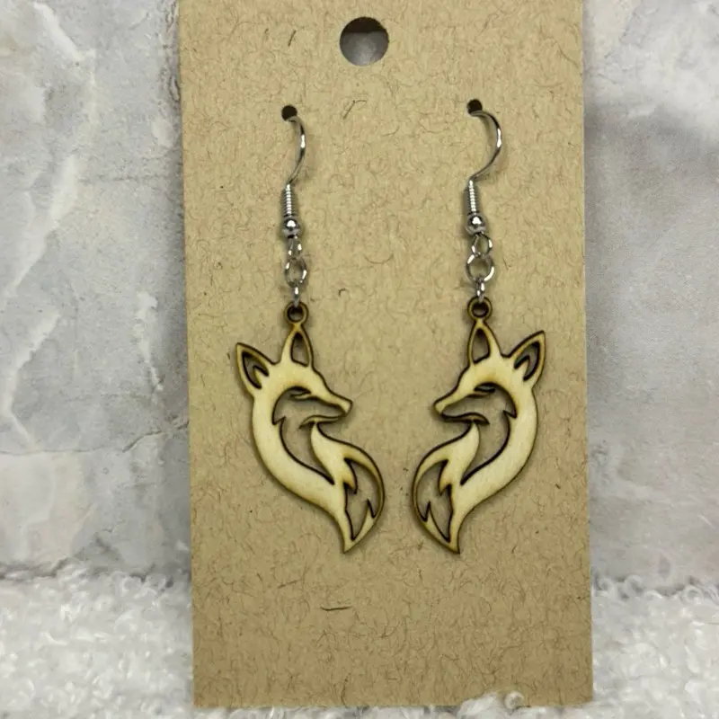 Wooden Fox Earrings - Handcrafted Natural perfect for Women and Girls
