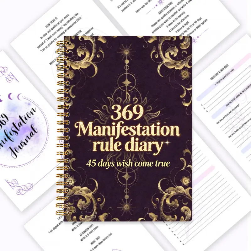 369 Spiritual Growth Planner, Manifestation Law Notebook, Law of Attraction Wish Fulfillment Handbook, Gratitude Journal & High Vibration Record, Daily Manifestation Practice. Featuring 3 morning, 6 noon and 9 evening writing exercises every day to streng
