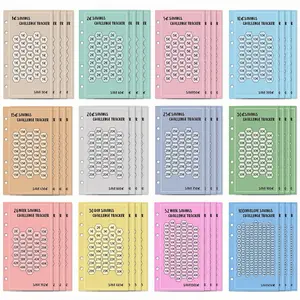 6 Hole Budget Tracker, 48pcs/set Money Saving Challenge Tracker, Budget Planner Insert for Budget & Monthly Financial Planning