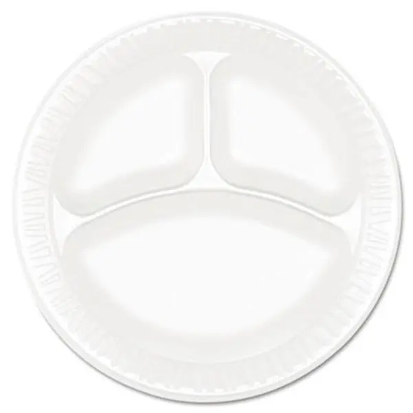 Drc 9CPWC Concorde Foam Plate Compartmented 9'' Dia. WE 125/Pack 500/Carton