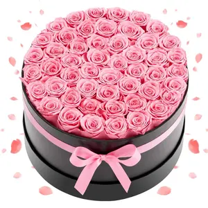 Forever Flowers, 50 Preserved Roses in a Box, Eternal Flowers Immortal Bouquet Birthday Present for Delivery Prime Women Her Wife Mothers, Anniversary, Valentine's Day,Christmas, Sweet Pink