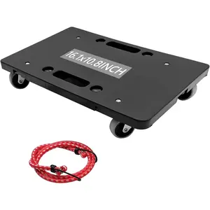 Furniture Mover with Wheels Heavy Duty Moving Dolly Interlocking Design Small Flat Dolly Cart 16 Inch Black