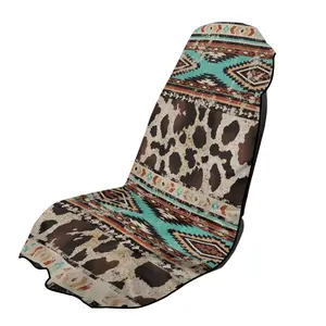 Tribal Cow Print Car Seat Cover Towel, Boho Tribal Cow Pattern Terry Cloth Protector, Sweat Absorbent Non-Slip Universal Fit for Cars SUV Truck, Quick Dry Washable for Gym Beach Camping, Multiuse As Beach Towel Floor Mat, Unique Car Interior Accessory