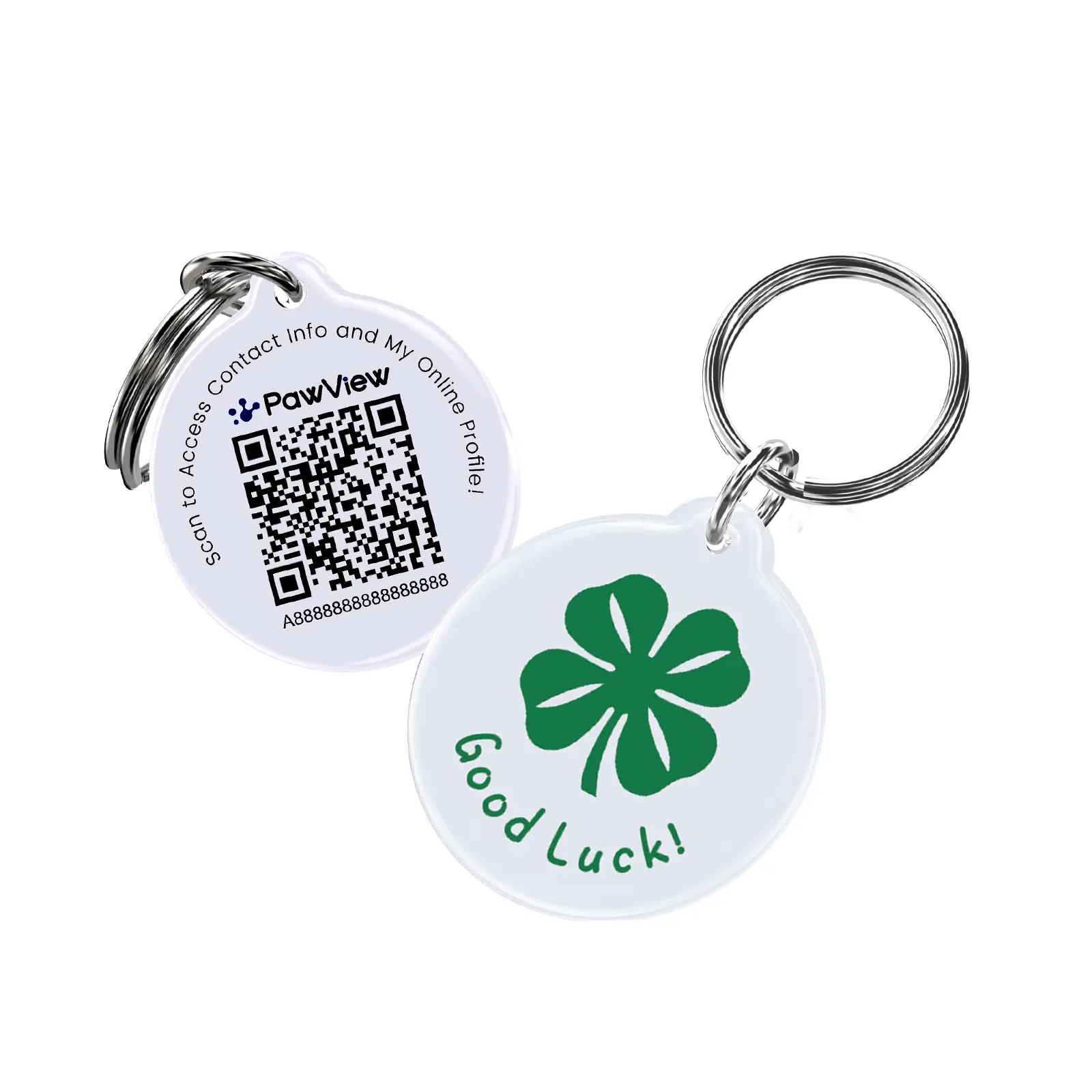 PawView Lucky Series QR Pet ID Tag for Dogs & Cats with Custom Profile