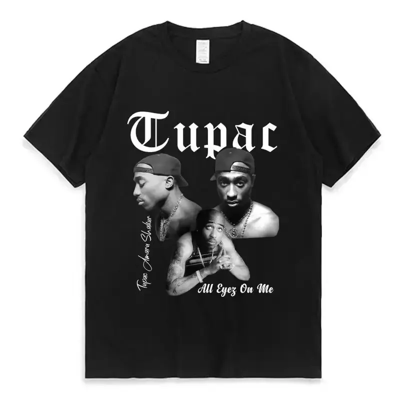 Rapper Tupac 2pac Tops Hip Hop Streetwear OversizedSleeves Tee
