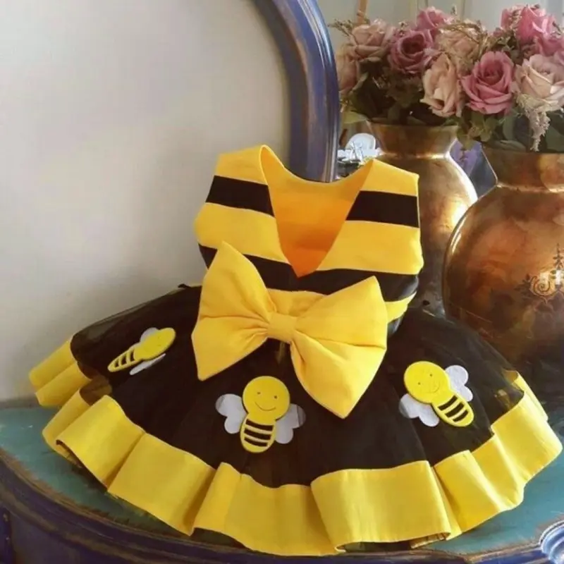 (New)106 Bee Flower Tutu  For Baby   For Kids Baby  Yellow Princess Gown Bee Costume Bee Tutu dress girl