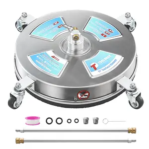 Tool Daily 17" Surface Cleaner for Pressure Washer, Stainless Steel Driveway Power Washer Attachment with 4 Wheels, 2 Extension Wands and 2 Replacement Nozzles, 4000 PSI，Christmas gifts