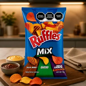 Ruffles Mix Salsa Negra Queso Mega Crunch Papas Fritas Surtidas 170g