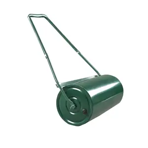 Heavy-Duty Steel Lawn Roller, 9.5/10 Gallon Large Capacity, Tow-Behind Garden Drum for Yard Leveling, Seeding and Sod Installation, Water & Sand Fillable Design with U-Shaped Ergonomic Handle