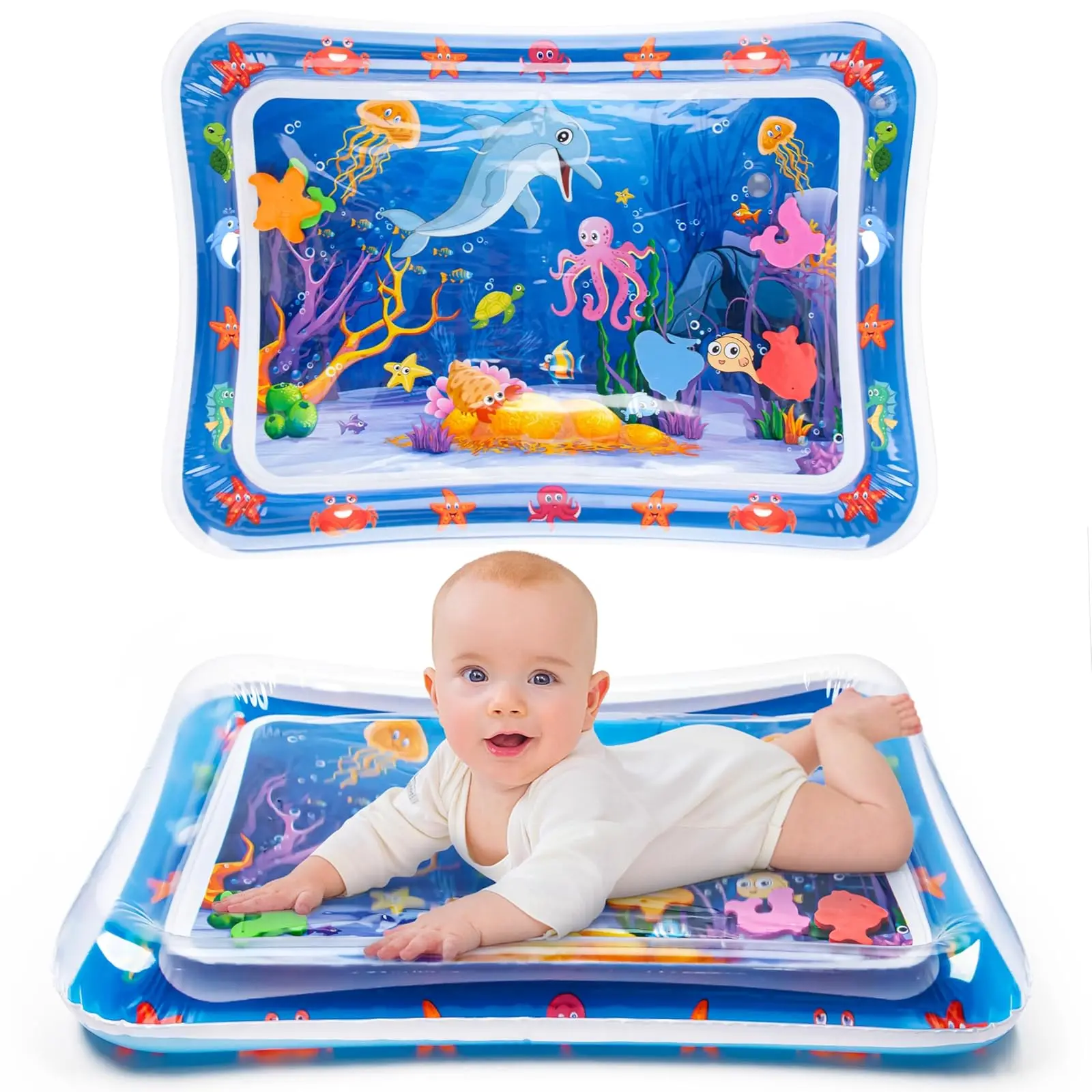 Sensory Tummy Time Water Play Mat for Babies and Toddlers - Inflatable Baby Activity Mat - Promotes Muscle Strength & Motor Skills - 3-24 Months - BPA-Free & Leakproof - Perfect Developmental Baby Toy