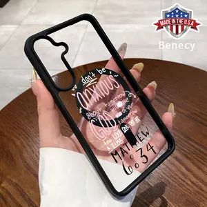 Magnetic Phone Case Supports Wireless Charging Compatible with Galaxy S23  Ultra S24 Plus FE S25 S22+ Christian Bible Verse Pattern Non-Yellowing Shockproof Soft Silicone Transparent Acrylic Cover