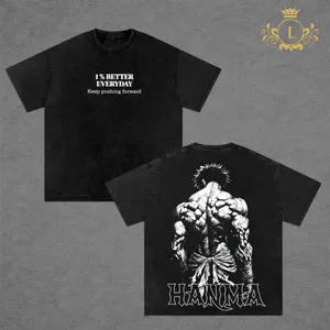 Men’s Oversized Pump Cover Gym T-Shirt, Hanma Baki Anime Graphic Tee, Vintage Washed Workout Shirt, 1% Better Every Day Quote, Pump Cover Tank Top, Muscle Tank, Sleeveless Gym Shirt, Aesthetic Anime Gym Streetwear