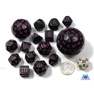 Black & Purple Unusual Set (15) | Strange, Weird Dice | Opaque 15-Piece Dice Set