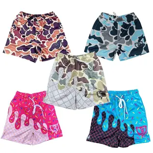 Ice Cream Drip Mesh Shorts – Youth & Adult Summer Streetwear, Breathable Athletic Shorts, Baseball Style Camo Casual Fit