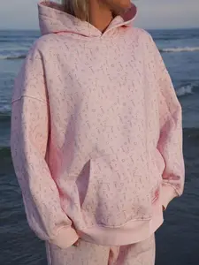 Light Pink Ditsy Blue Floral Hoodie