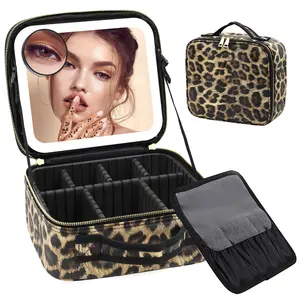 Travel Makeup Bag with LED Mirror  Rechargeable Organizer – Perfect Gift for Women & Girls