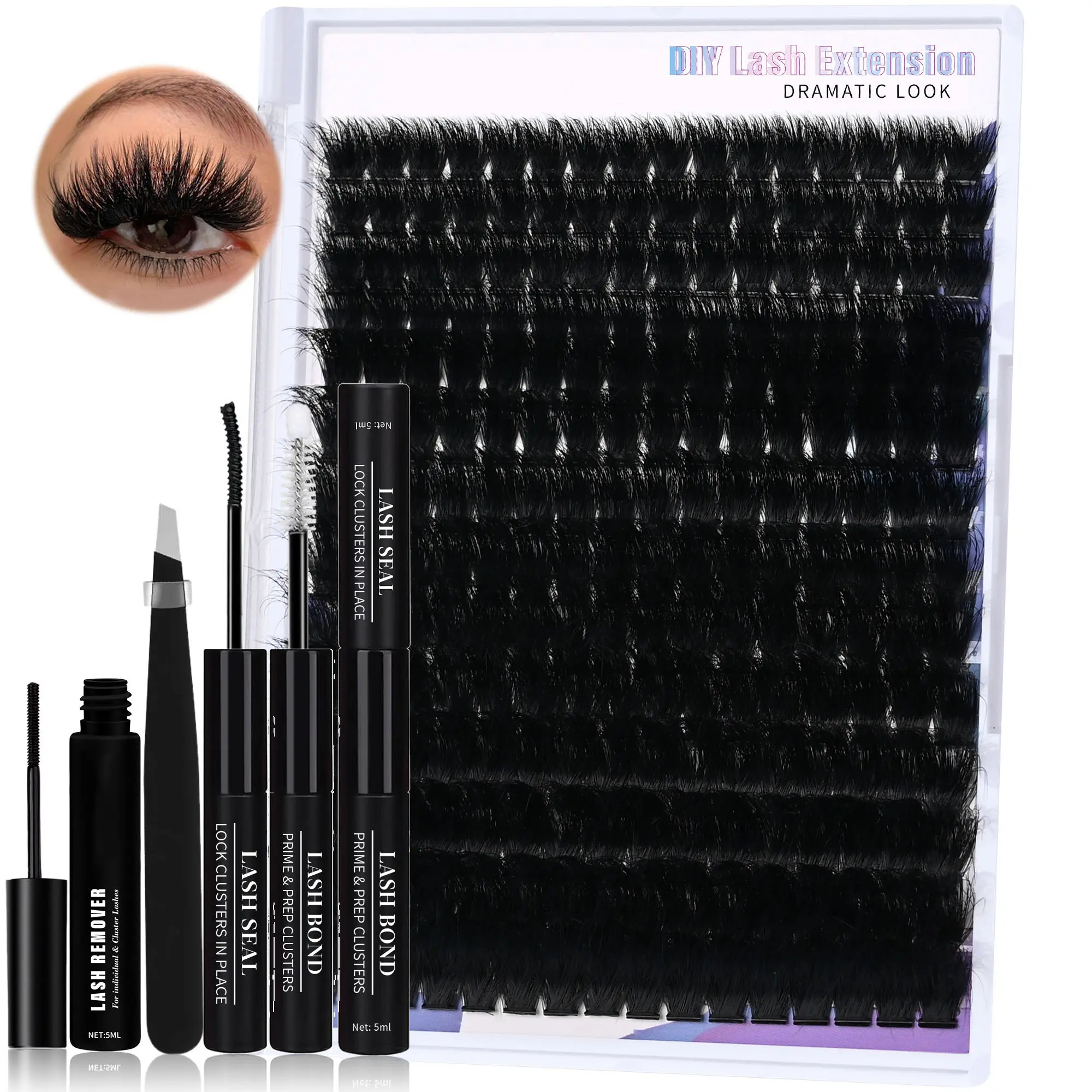 Fluffy Lash Clusters 300D Thick Long 12-25mm Volume Cluster Eyelash Extensions 224Pcs Wispy Individual Lashes D Curl Waterproof Eyelash Clusters Soft False Eyelashes DIY at Home Yalsalba Yaiseiko