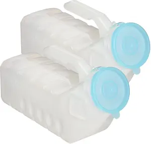 Urinals for Men 1000ml with Glow in The Dark Spill Proof Pop Cap Lid, Plastic Pee Bottles for Men, Male Urinals, Pee Container Men, Portable Urinal for Car, Elderly & Incontinence (2 Pack)