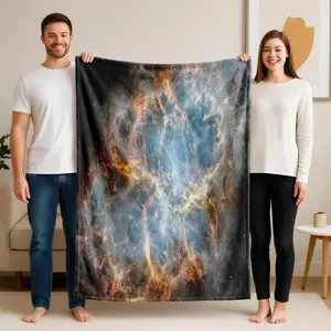 1 piece Crab Nebula Supernova Remnant High-Definition Space Image themed flannel blanket - All-season comfortable flannel blanket, modern style, suitable for sofas and beds, digitally printed pattern, super soft and warm, 100% polyester material