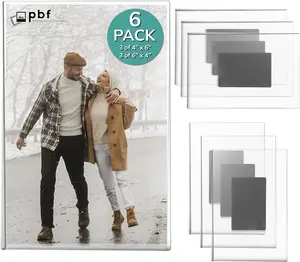 pbf Photo Booth Frames 3-Pack 4x6 & 3-Pack 6x4 Magnetic Picture Frames for Refrigerator | Clear Magnetic Acrylic Frames | Magnetic Photo Holders for Fridge, Locker, Photo Board, Art Display, Sign Holder