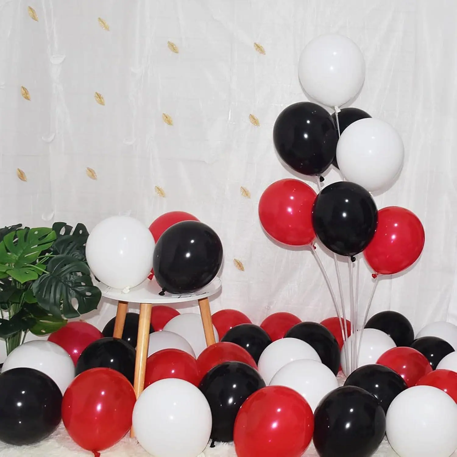 300 Pack Red Black And White Balloons - 5 Inch Mini Red Black And White Latex Small Balloons - 100 Of Each Colors For Party Balloons Arch Wreath Assorted Colors Decorations