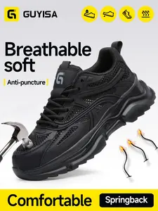 Guyisa Ultra-Light Summer Safety Shoes Worker, Casual Anti-Compression Steel Toe, Kevlar Sole, Breathable Mesh, Comfortable, Sweat-Free, Safety Footwear