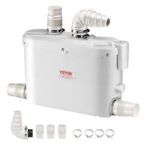 fathersdaygift VEVOR Macerator Pump, 500W, 29 GPM Flow, 26 ft/8 m Head, Macerator Sewerage Toilet Pump with 4 Water Inlets, Waste Water Disposal Upflush Machine for Kitchen, Basement, Shower, Sink, Laundry, Bathtub