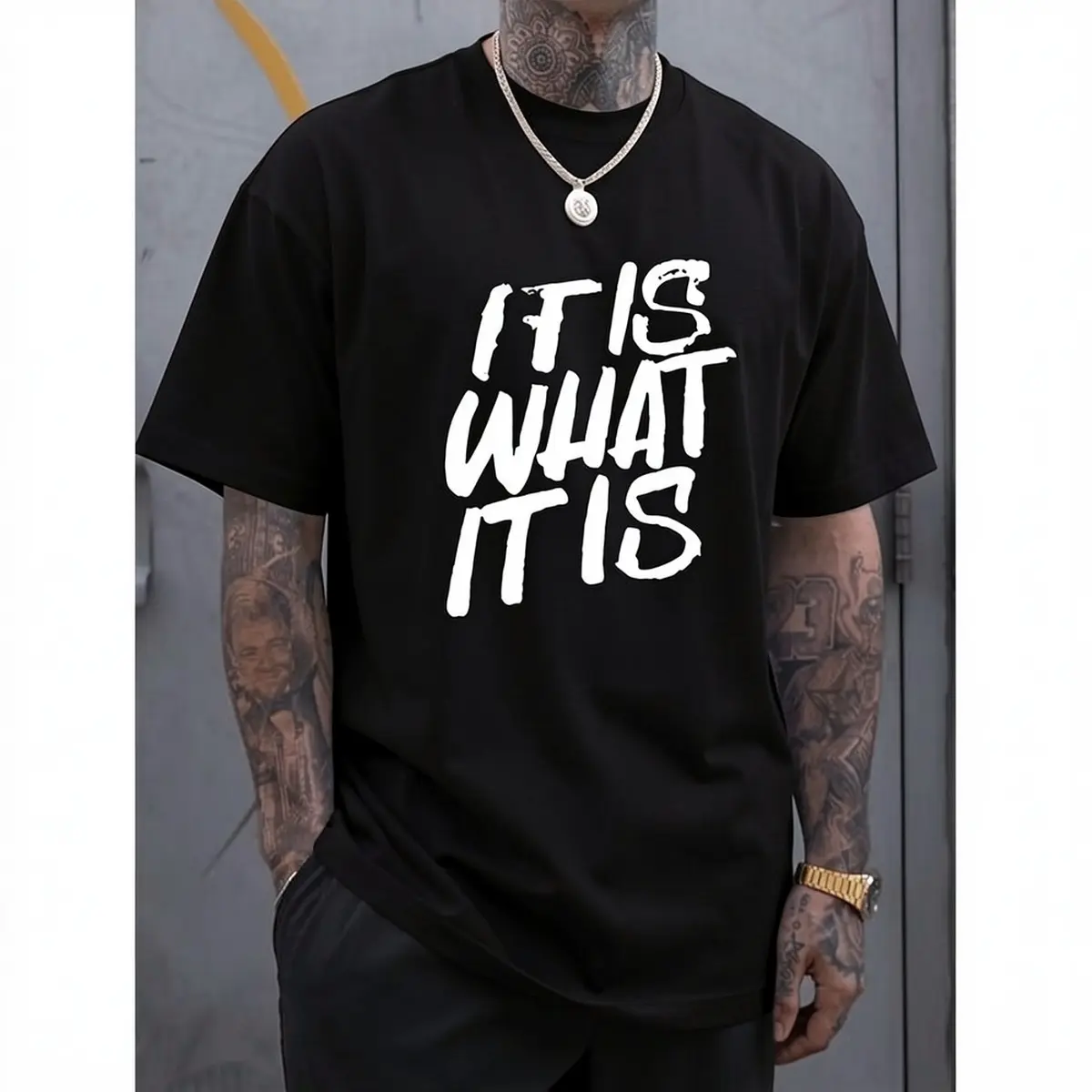 Geometric Print Cotton T Shirt For Men Plus Size Comfortable Stretch Fabric Casual Tee With Short Sleeve And Round Neck Daily Wear Graphic Shirt