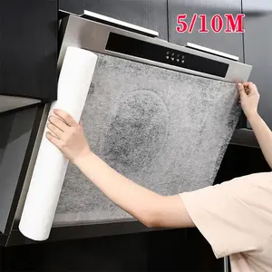 5/10M Disposable Hood Oil Filter Paper Non-woven Cooker Hood Extractor Fan Filter Kitchen Hood Grease Anti Oil Cotton Wipes