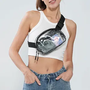 Women's Clear Fanny Pack, Lightweight PVC Water Resistant Sports Bag, Adjustable Shoulder Straps Crossbody Bag Waist Bag for Daily Use, Party, Mall Shopping and Outdoor Travel.