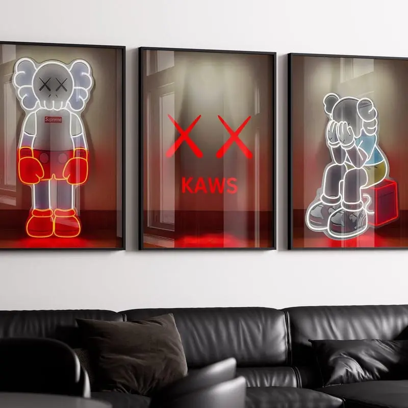Hypebeast kaws Neon Poster,set of 3,Printable Neon KAWS,Graffiti Poster,Hypebeast Toys,Hypebeast Sneaker, Sneaker Prints,DIGITAL DOWNLOAD