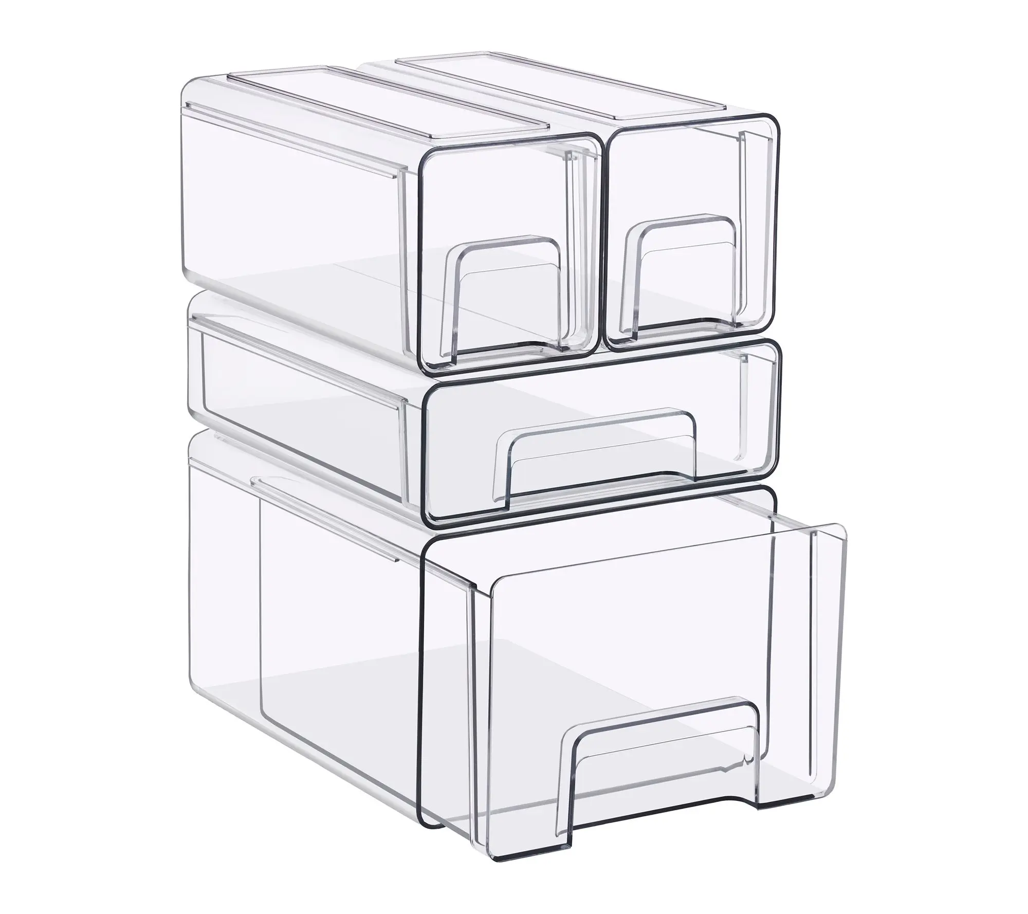 Sorbus Clear Stackable Storage Drawers with Handle - Set of 4