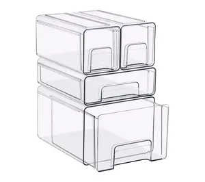 Sorbus Clear Stackable Storage Drawers with Handle - Set of 4