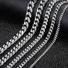 3/5/7/9/11mm Men's Silver Color Necklace Stainless Steel Cuban Link Chain For Mens Womens Basic Chokers 18-30inch Valentine Birthday Gift