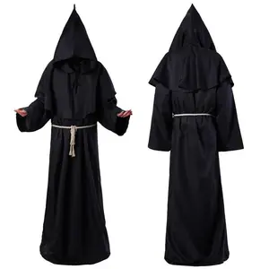 Wizard Cloak Halloween Medieval Christian Friar Priest Robes Witch Cape Party Death Ghost Vampire Devil Cosplay Costumes