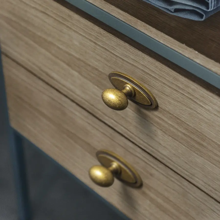 Goo-Ki Vintage Antique Brass Oval Backplate Ellipsoid Zinc Alloy Cabinet Knobs, 6-Pieces Furniture Hardware for Kitchen Cabinets Drawers, Dressers with Smooth Surfaces