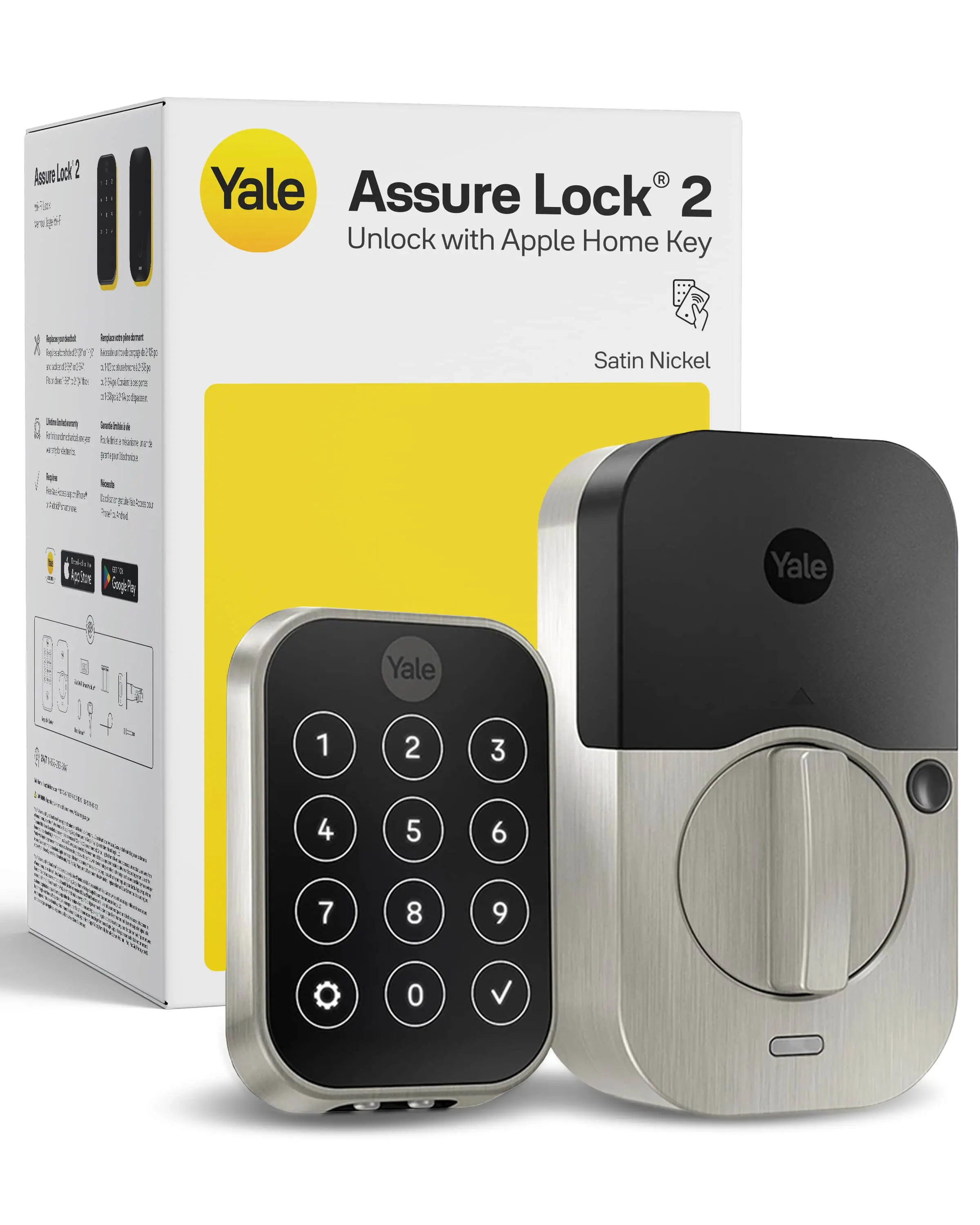Yale - Assure Lock 2 - Smart Lock Keyless Wi-Fi Deadbolt with APPLE HOME KEYS  Touchscreen Keypad Access - Satin Nickel