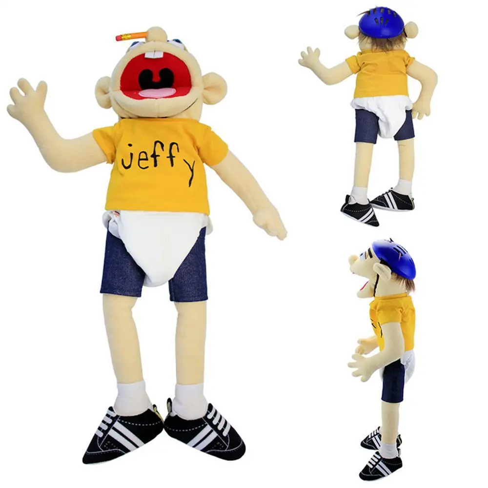 60cm Large Jeffy Boy Hand Puppet - 1 Soft Adorable Stuffed Doll, 1 Stuffed Animal with Fabric, Mouth Move & Hand Play Features, Removable Kids' Toy, Talk Show Party Prop, Home Decor Figurine