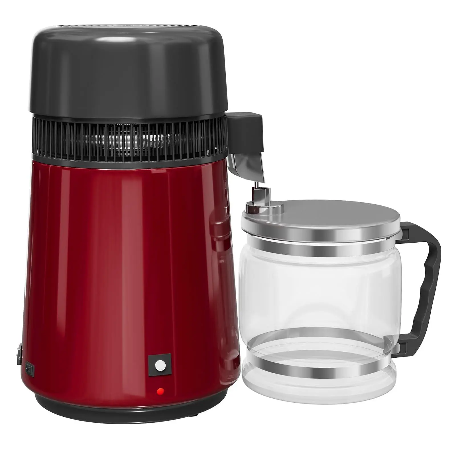 GARVEE Countertop Water Distiller for Home, 1 Gallon / 4L Stainless Steel Distilled Water Maker, 750W Electric Distilling Machine for Drinking Water, Red