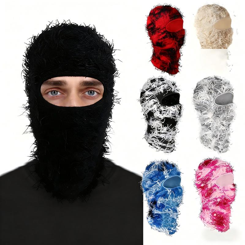 Solid Color Fuzzy Balaclava Mask Warm Windproof Thermal Ski Mask Full Face Cover for Winter Sports Outdoor Knit Headgear for Men Women