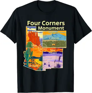 Vintage Four Corners Monument with US National Parks Outdoor T-Shirt - Taylorde Shop 72B0B87F7XNC
