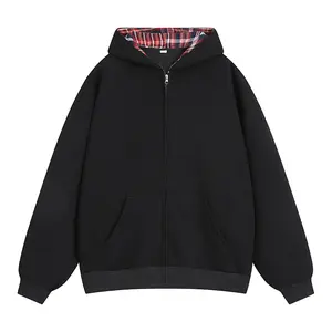 Autumn Clothing Unisex Plaid - Lined Zip - Up Hoodie | Streetwear Vibe | Cozy Fall/Winter Outerwear