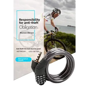 Mountain bike four-digit combination lock, bicycle lock, steel wire chain lock, cycling equipment accessories to smooth the car industry if a ma