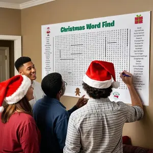 Christmas Word Search Puzzle Poster 36x24 Family Holiday Games  Thick Glossy Paper for Festive Fun Giant Word Find Puzzle Ideal for Christmas Parties