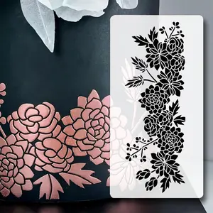 Reusable Cake Stencils Sprinkles Mold, Food Grade Flower Pattern Baking Template, DIY Wedding Birthday Party Dessert Decoration Tool, Pastry Decorating Tools